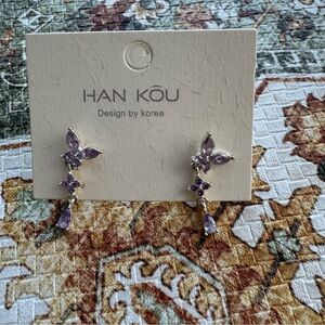 Purple Floral Drop Earrings